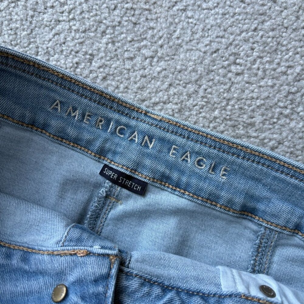 American Eagle - denim mini skirt - high rise a-line, super stretch, size 10 - Picture 2 of 6